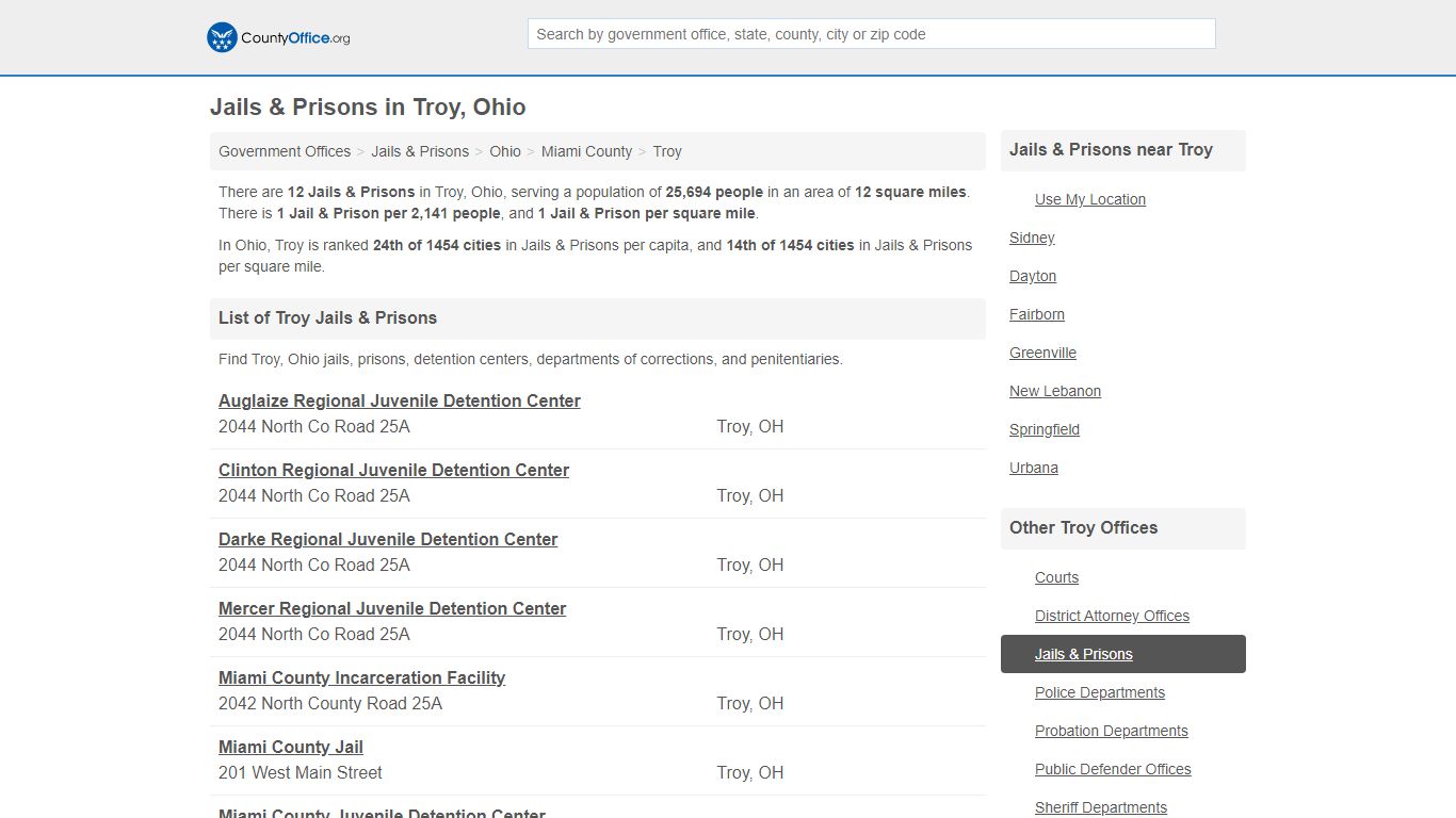 Jails & Prisons - Troy, OH (Inmate Rosters & Records)